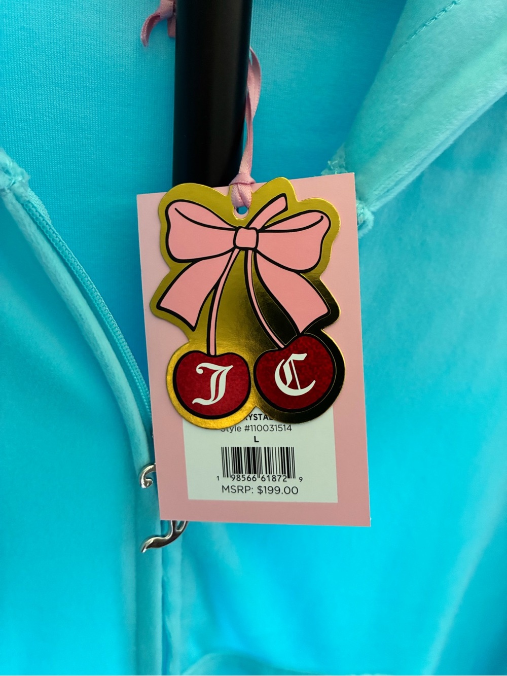 Juicy Couture Aqua Velour Track Hoodie & Pants Set - Picture 4 of 5
